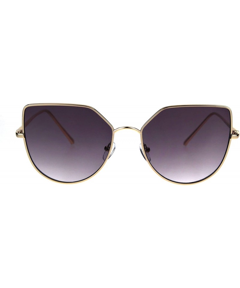 Cat Eye Womens Futuristic Flat Retro Cat Eye Style Pilots Metal Rim Sunglasses - Gold Smoke - CQ1869STKGL $15.95