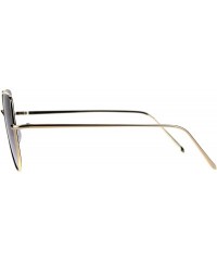 Cat Eye Womens Futuristic Flat Retro Cat Eye Style Pilots Metal Rim Sunglasses - Gold Smoke - CQ1869STKGL $15.95