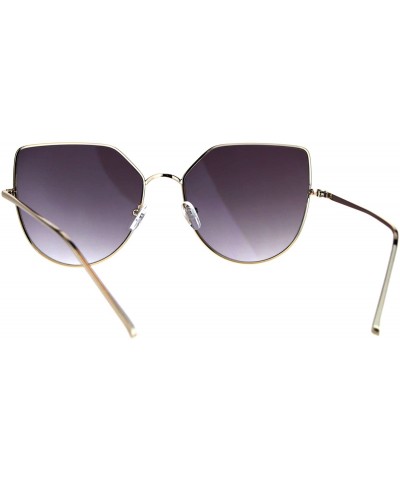 Cat Eye Womens Futuristic Flat Retro Cat Eye Style Pilots Metal Rim Sunglasses - Gold Smoke - CQ1869STKGL $15.95