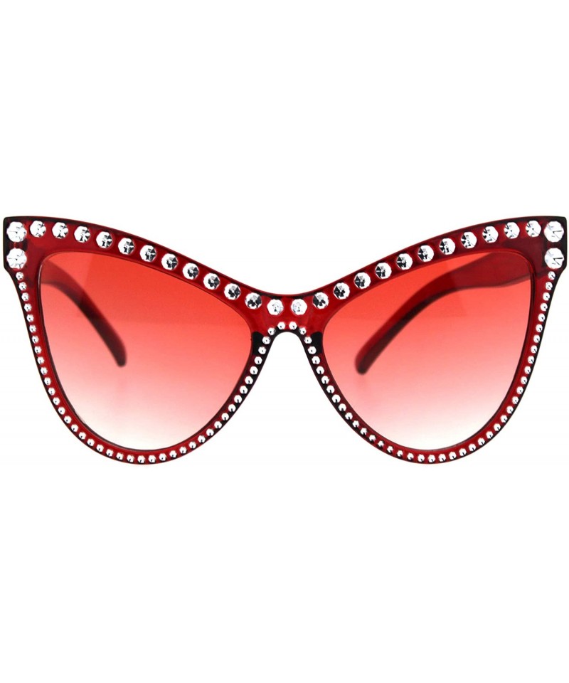 Cat Eye Womens Show Bulb Sign Engraving Plastic Cat Eye Horned Sunglasses - Red - C118QT34CY2 $10.89