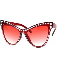 Cat Eye Womens Show Bulb Sign Engraving Plastic Cat Eye Horned Sunglasses - Red - C118QT34CY2 $10.89