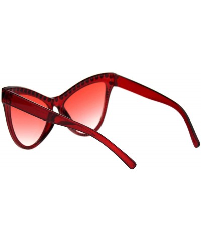 Cat Eye Womens Show Bulb Sign Engraving Plastic Cat Eye Horned Sunglasses - Red - C118QT34CY2 $10.89