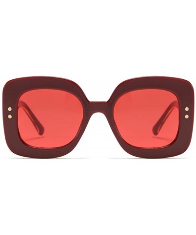 Butterfly Designer Vintage Retro Square Sunglasses for Women Thick Rim Plastic Frame UV400 - Red - CW1963YHK29 $18.48