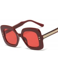 Butterfly Designer Vintage Retro Square Sunglasses for Women Thick Rim Plastic Frame UV400 - Red - CW1963YHK29 $18.48