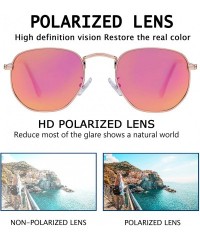 Round Medium Unisex Polygon Polarized Sunglasses - Rose Gold Frame With Pink Mirror Lens - CE196HLGG5O $6.90