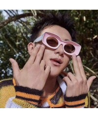 Rectangular Fashion square Small Frame Men Glasses Brand Designer Retro Rectangular Ladies Sunglasses - Pink - CW18WDCIZXY $2...