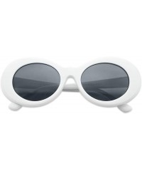 Round Original Classic Dark Oval Lens Kurt Cobain Inspired Nirvana Bold Trending Sunglasses - White - Black - CZ183G87MC7 $11.59