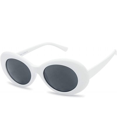 Round Original Classic Dark Oval Lens Kurt Cobain Inspired Nirvana Bold Trending Sunglasses - White - Black - CZ183G87MC7 $11.59