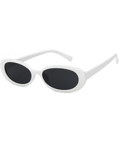 Oval Unisex Sunglasses Retro White Black Drive Holiday Oval Non-Polarized UV400 - White Grey - C418RLUSSOG $16.62