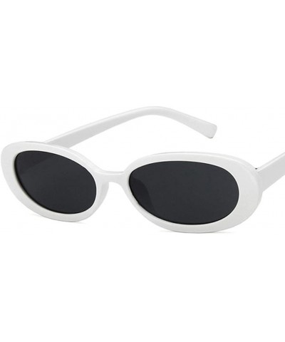 Oval Unisex Sunglasses Retro White Black Drive Holiday Oval Non-Polarized UV400 - White Grey - C418RLUSSOG $10.56