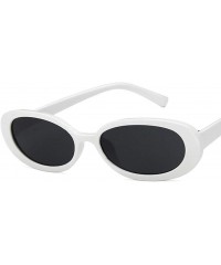 Oval Unisex Sunglasses Retro White Black Drive Holiday Oval Non-Polarized UV400 - White Grey - C418RLUSSOG $10.56