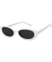 Oval Unisex Sunglasses Retro White Black Drive Holiday Oval Non-Polarized UV400 - White Grey - C418RLUSSOG $10.56
