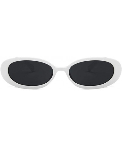 Oval Unisex Sunglasses Retro White Black Drive Holiday Oval Non-Polarized UV400 - White Grey - C418RLUSSOG $10.56