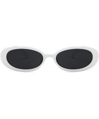 Oval Unisex Sunglasses Retro White Black Drive Holiday Oval Non-Polarized UV400 - White Grey - C418RLUSSOG $10.56