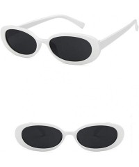 Oval Unisex Sunglasses Retro White Black Drive Holiday Oval Non-Polarized UV400 - White Grey - C418RLUSSOG $10.56