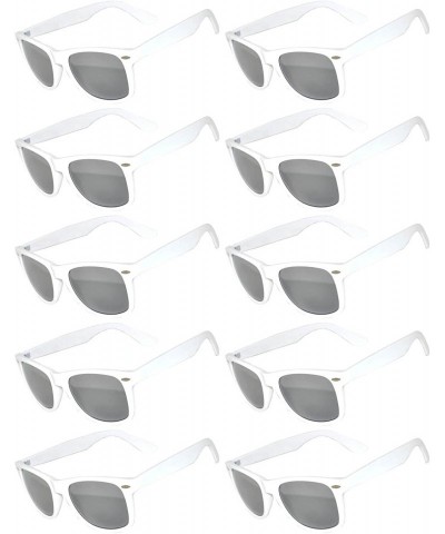 Wayfarer Vintage Mirrored Lens Sunglasses Matte Frame 10 Pack in Multiple Colors OWL. - 10_pairs_white_matte - CW188ZZUMZT $5...