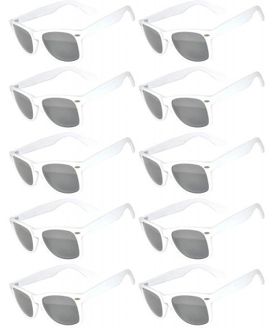 Wayfarer Vintage Mirrored Lens Sunglasses Matte Frame 10 Pack in Multiple Colors OWL. - 10_pairs_white_matte - CW188ZZUMZT $2...
