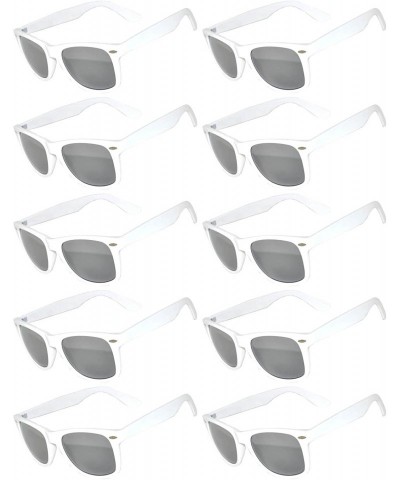 Wayfarer Vintage Mirrored Lens Sunglasses Matte Frame 10 Pack in Multiple Colors OWL. - 10_pairs_white_matte - CW188ZZUMZT $2...