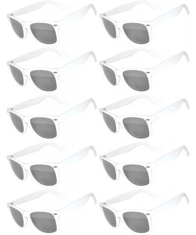 Wayfarer Vintage Mirrored Lens Sunglasses Matte Frame 10 Pack in Multiple Colors OWL. - 10_pairs_white_matte - CW188ZZUMZT $2...