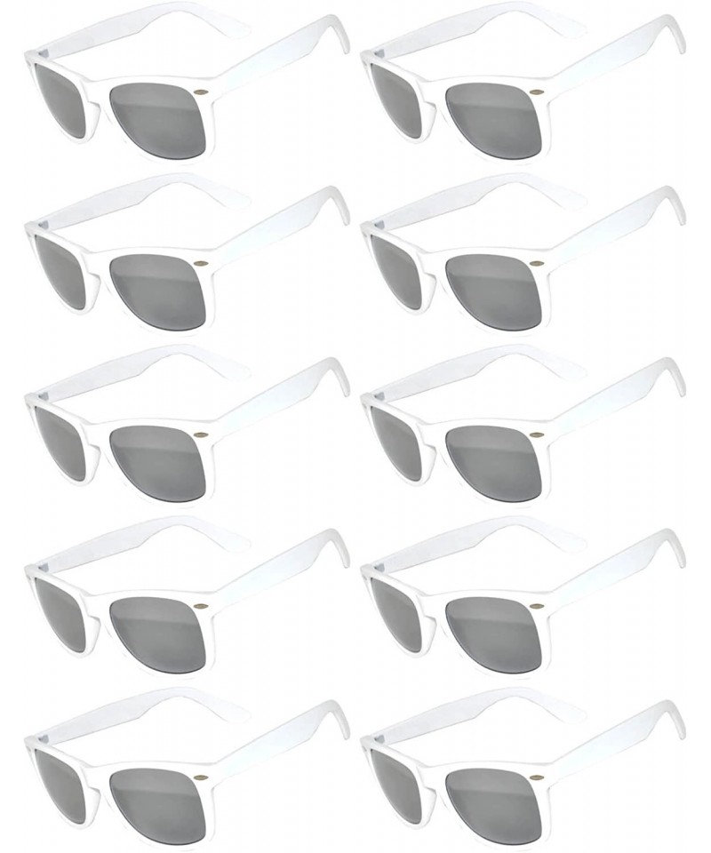 Wayfarer Vintage Mirrored Lens Sunglasses Matte Frame 10 Pack in Multiple Colors OWL. - 10_pairs_white_matte - CW188ZZUMZT $2...