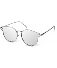 Square Womens Fashion Cateye Sunglasses - Polarized Eyewear for Driving Fishing - 100% UV400 Protection - Z2 Silver - CI19C72...