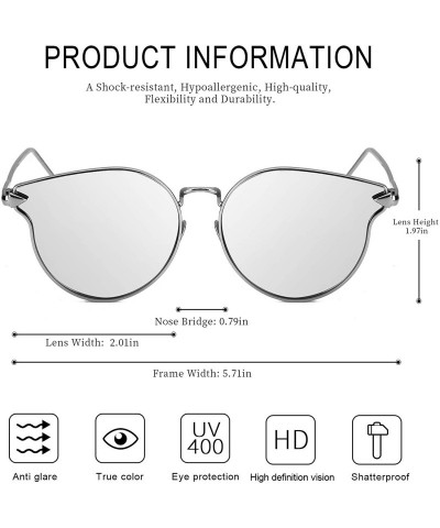 Square Womens Fashion Cateye Sunglasses - Polarized Eyewear for Driving Fishing - 100% UV400 Protection - Z2 Silver - CI19C72...