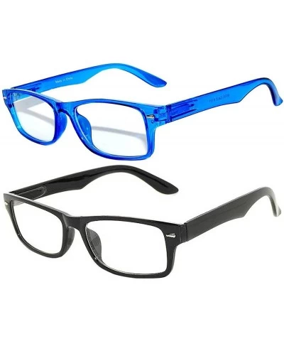 Rimless Narrow Retro Fashion Style Rectangular Frame Clear Lens Eyeglasses 2 Colors - Narrow_retro_black_blue - CR182MI9GU2 $...