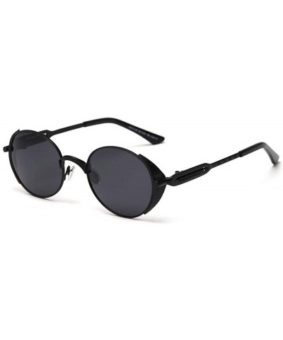 Round 2020 retro punk wind polarized sunglasses unisex fashion personality designer driving glasses - Black - C8193MXATG9 $12.56