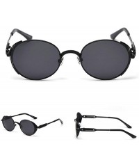 Round 2020 retro punk wind polarized sunglasses unisex fashion personality designer driving glasses - Black - C8193MXATG9 $12.56