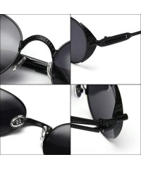 Round 2020 retro punk wind polarized sunglasses unisex fashion personality designer driving glasses - Black - C8193MXATG9 $12.56