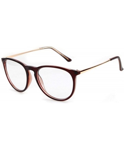 Round Round Clear Glasses Vintage Non Prescription Eyeglasses Frame Women Wen - Brown Frame Gold Arm - CF192HAQ46L $19.97