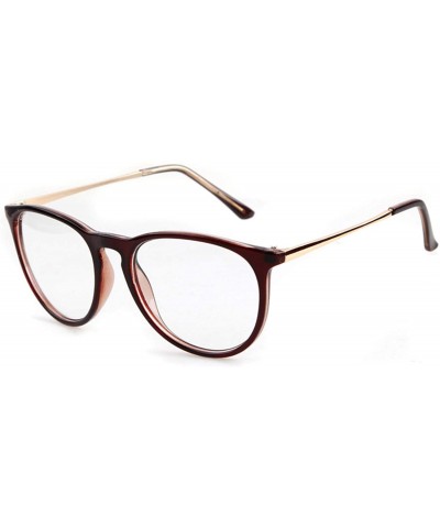 Round Round Clear Glasses Vintage Non Prescription Eyeglasses Frame Women Wen - Brown Frame Gold Arm - CF192HAQ46L $8.52