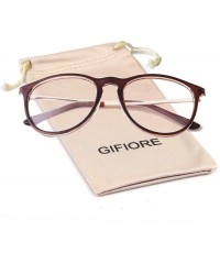 Round Round Clear Glasses Vintage Non Prescription Eyeglasses Frame Women Wen - Brown Frame Gold Arm - CF192HAQ46L $8.52