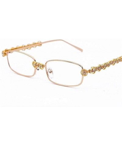 Square Luxury Diamond Rectangle Sunglasses Women New Designer Fashion Square Male Glasses Female Eyeglasses Clear Lens - CE19...