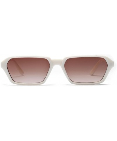 Square Vintage Women Men Square Frame Shades Sunglasses Integrated UV Glasses (Beige) - Beige - CD18E4RWMT2 $9.52