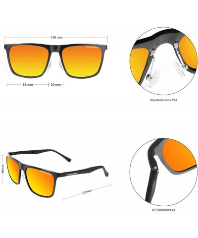 Aviator Rectangular Metal Sunglasses for Men Women - Polarized - Al-Mg - Vintage - HOWARD & HANSON - C718ACTM0UC $19.71