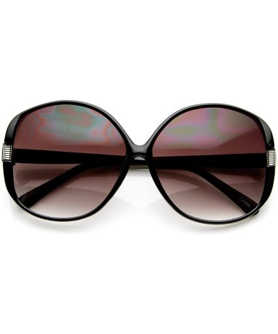 Oversized Womens Fashion Metal Accent Round Oversized Sunglasses (Black) - CA11E4DXQMP $12.58