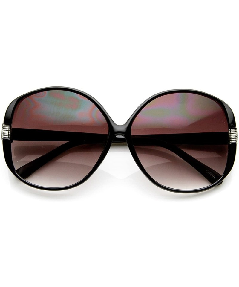 Oversized Womens Fashion Metal Accent Round Oversized Sunglasses (Black) - CA11E4DXQMP $12.58