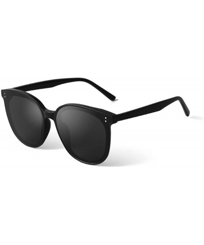 Oversized Round Sunglasses for Women Oversized Retro Sun Glasses Designer Shades - 01-black Frame/Grey Lens - CD194ANDUTR $23.42