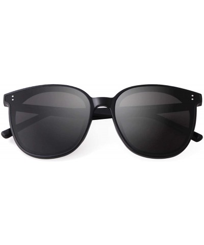 Oversized Round Sunglasses for Women Oversized Retro Sun Glasses Designer Shades - 01-black Frame/Grey Lens - CD194ANDUTR $10.61