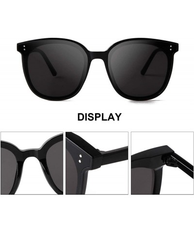 Oversized Round Sunglasses for Women Oversized Retro Sun Glasses Designer Shades - 01-black Frame/Grey Lens - CD194ANDUTR $10.61