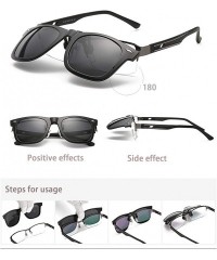 Oval Polarized Clip-on Sunglasses Unisex Anti-Glare Driving Sun Glasses With Flip Up for Prescription Glasses - C118WSQ4Z2I $...