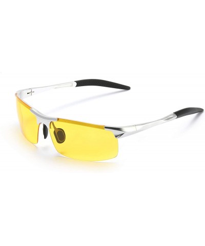 Rectangular Night-Driving Polarized Glasses for Men- Yellow Glasses for Night-Vision- Anti Glare for Safe Driving - C918LQA7N...