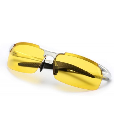 Rectangular Night-Driving Polarized Glasses for Men- Yellow Glasses for Night-Vision- Anti Glare for Safe Driving - C918LQA7N...