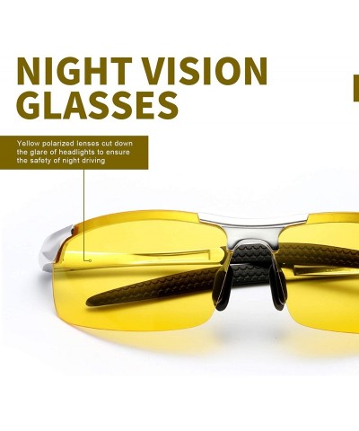 Rectangular Night-Driving Polarized Glasses for Men- Yellow Glasses for Night-Vision- Anti Glare for Safe Driving - C918LQA7N...