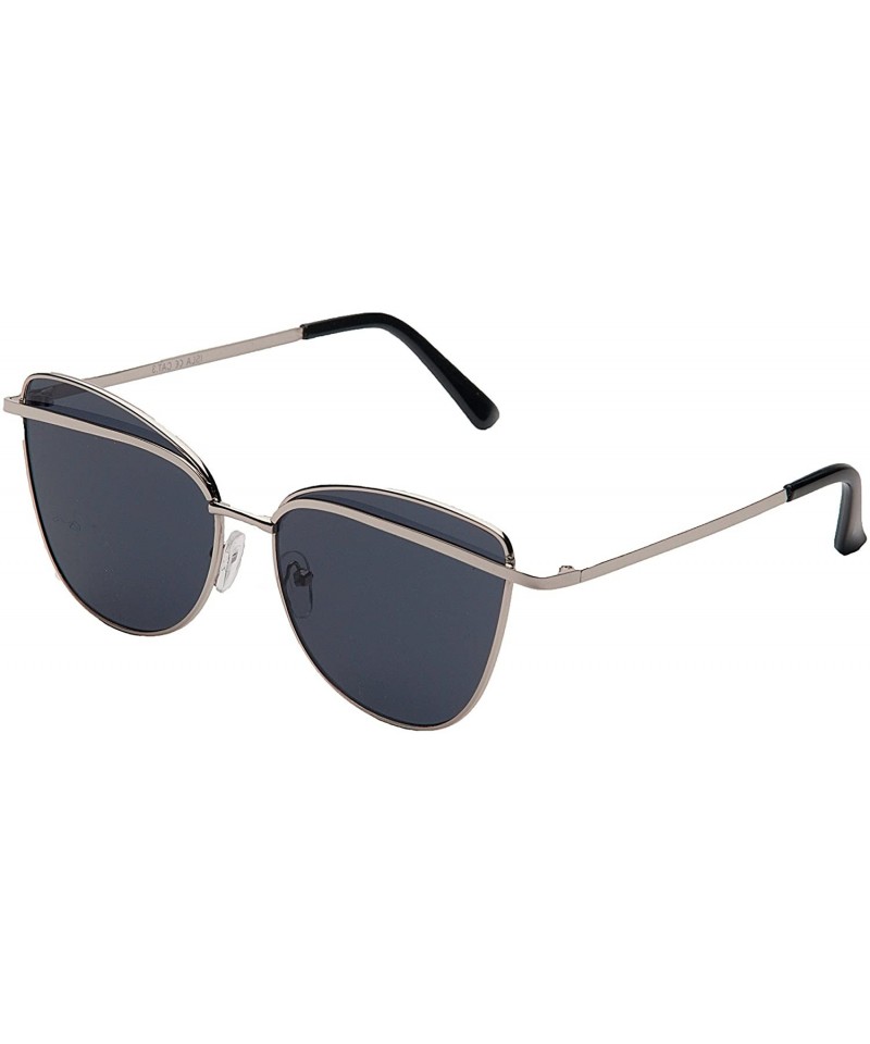 Cat Eye ISLA Seventies Metal Cats Eye Sunglasses - Silver - Grey Lens - CD199UG02MN $16.17