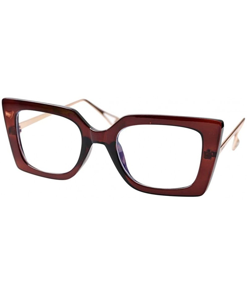 Cat Eye Anti-Blue Block Light Pearl Inlay Arm Cat Eye Reading Glasses - Anti Blue - Tea Frame - CJ18X6N9TK6 $11.77