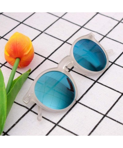 Goggle Sun Glasses Unisex Vintage Retro Women Men Glasses Mercury Mirror Lens Sunglasses-Green Blue - CQ199I02ZWE $21.71