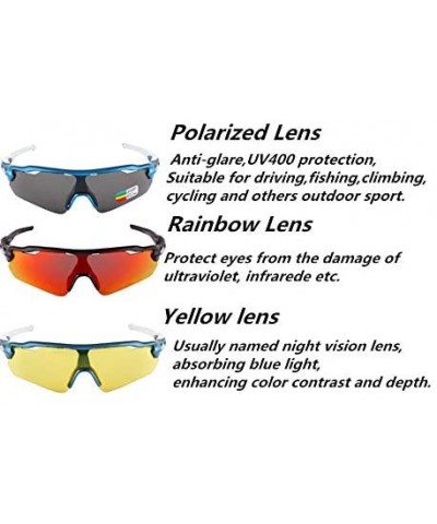 Wrap Sports Polarized Riding Running Sunglasses Changeable Lenses for Baseball Driving Fishing Golf Baseball Golf - CG18NT2IZ...