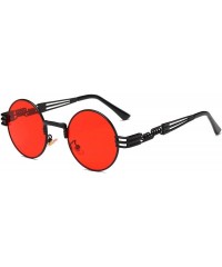 Rimless John Lennon Round Sunglasses Steampunk Metal Frame - Red Mirror Lens/Black Frame - CR182MNQSOO $35.15